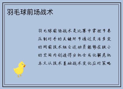 羽毛球前场战术