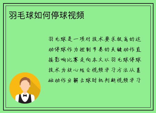 羽毛球如何停球视频