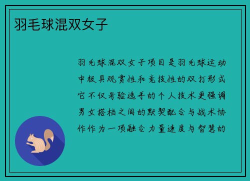 羽毛球混双女子